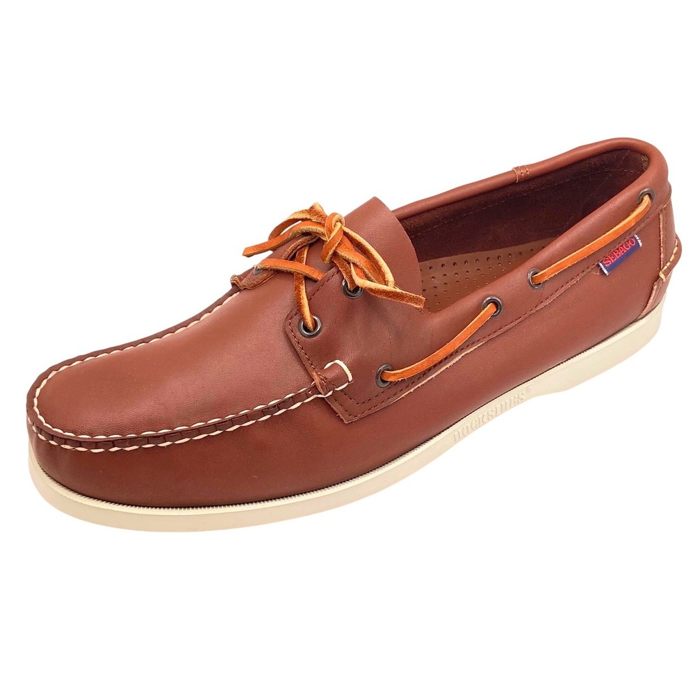 Sebago Men Docksides Leather Boat Shoe Handsewn Moccasin Brown 13 M Deck Classic